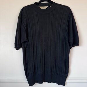 Vintage Genelli Black Silk Short Sleeve Sweater Women’s Size Medium